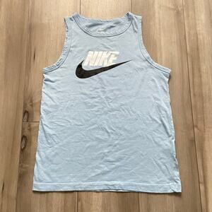 Nike Kids Sportswear Essential Tank Top Boys L Blue Swoosh Big Logo Relaxed Fit